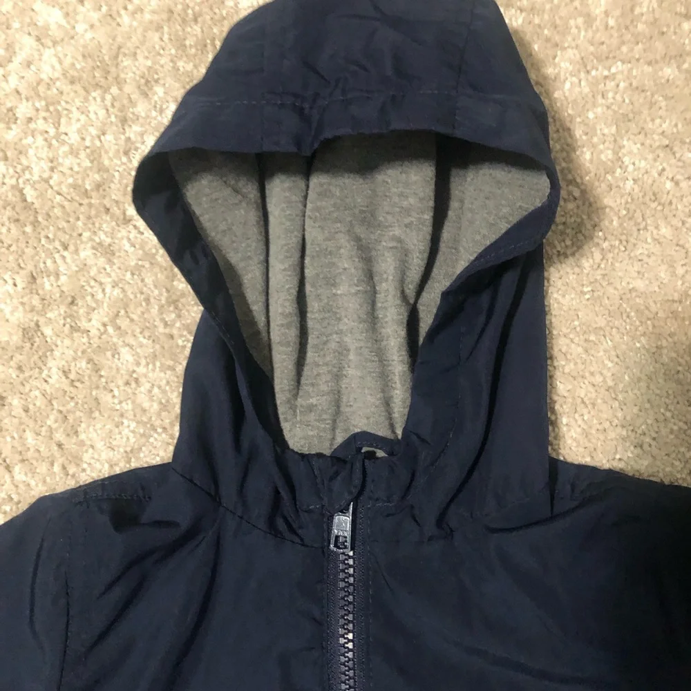 Gymboree Baby navy blue windbreaker hooded rain jacket lined Sz 6-12 Mo unisex